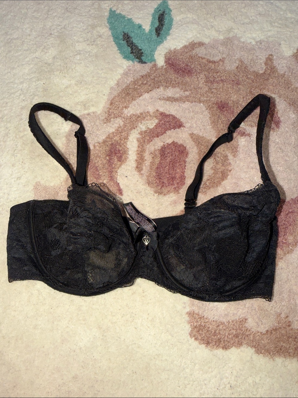 Victoria's Secret Unlined Demi Black Lace Underwire Bra